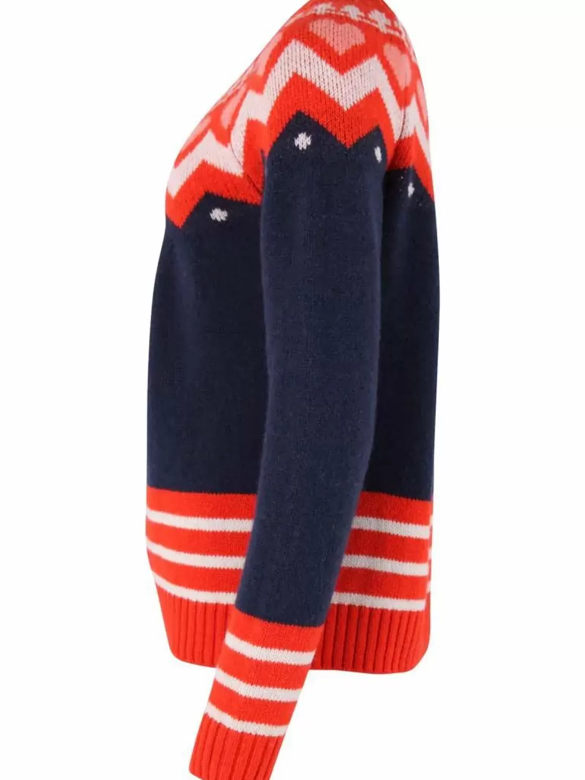 Damen Danefæ Dananja Wool Cardigan Navy/Bright Red/Chalk