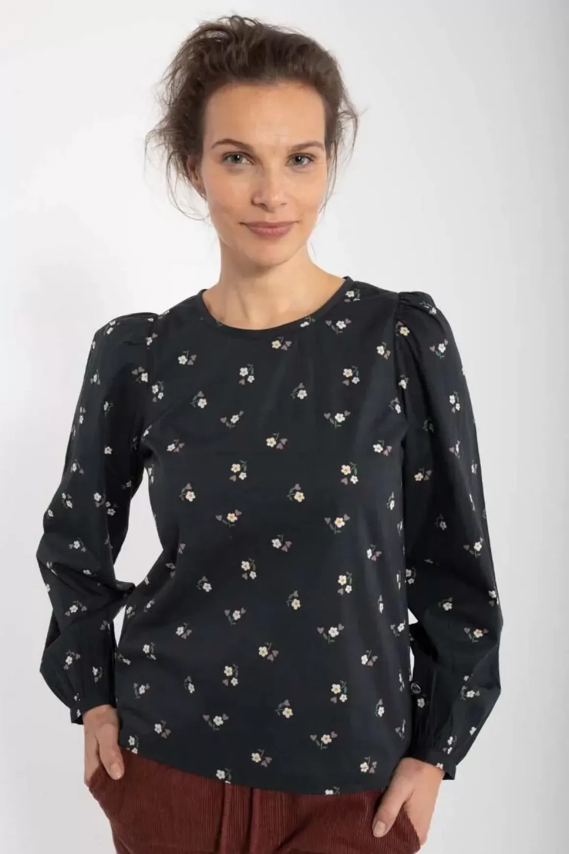 Damen Danefæ Danebette Poplin Shirt Black Miniflower