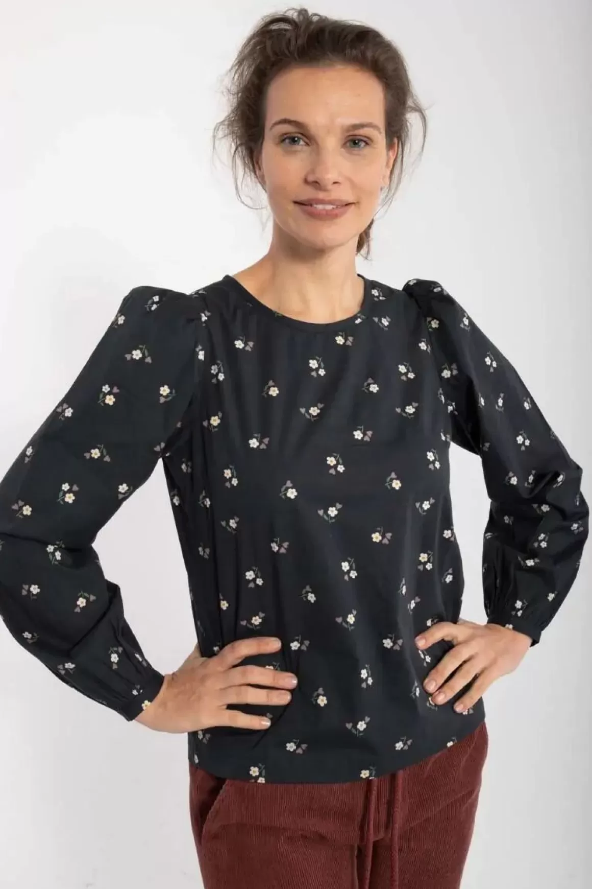 Damen Danefæ Danebette Poplin Shirt Black Miniflower