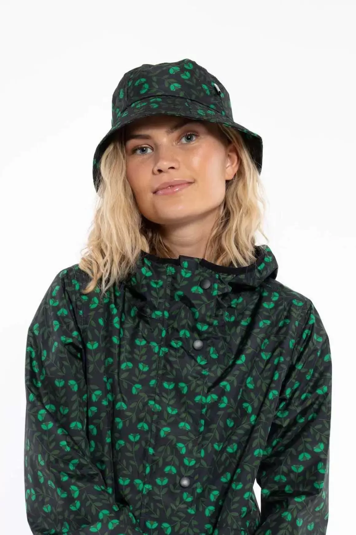 Damen Danefæ Danebucket Rain Hat Black/Khaki Fleurie