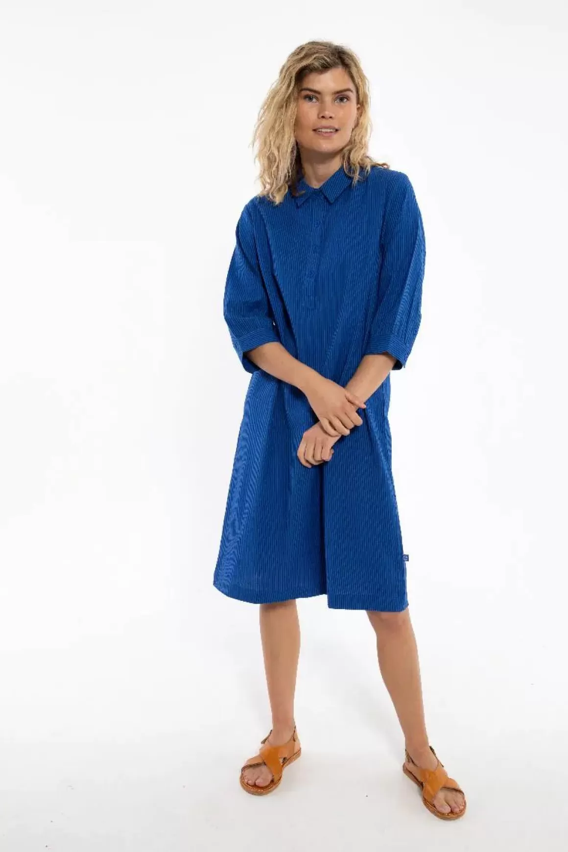 Damen Danefæ Danecarnation Searsucker Dress Deep Marine/Klein Blue