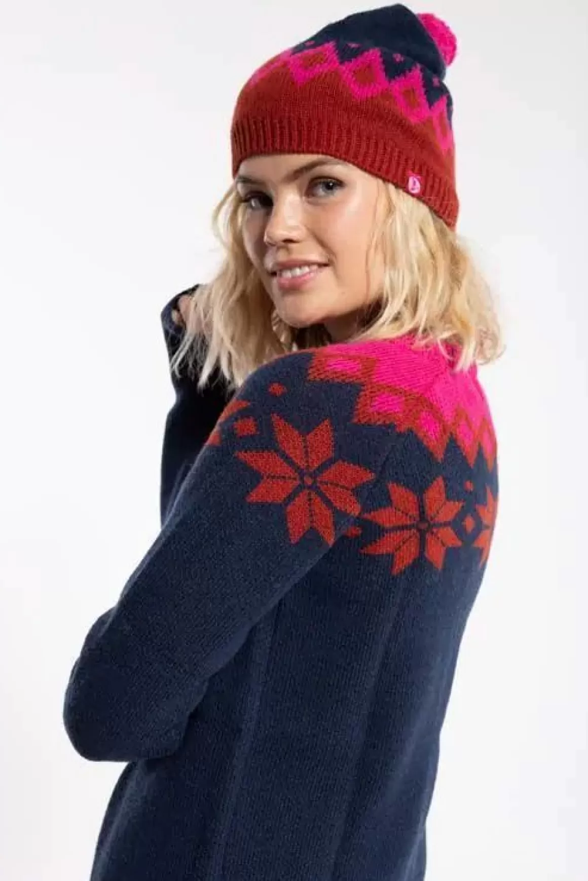 Damen Danefæ Danecountry Beanie Navy_Rust/Hotpink