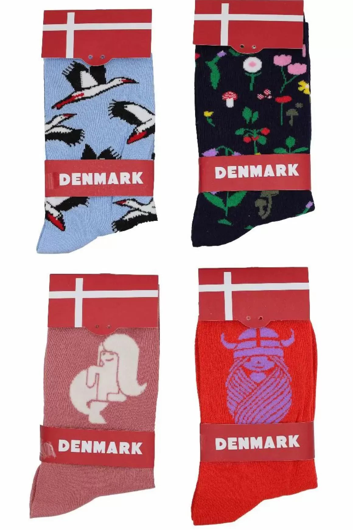 Damen Danefæ Danedanmark Ladies Socks Lt Blue Storks