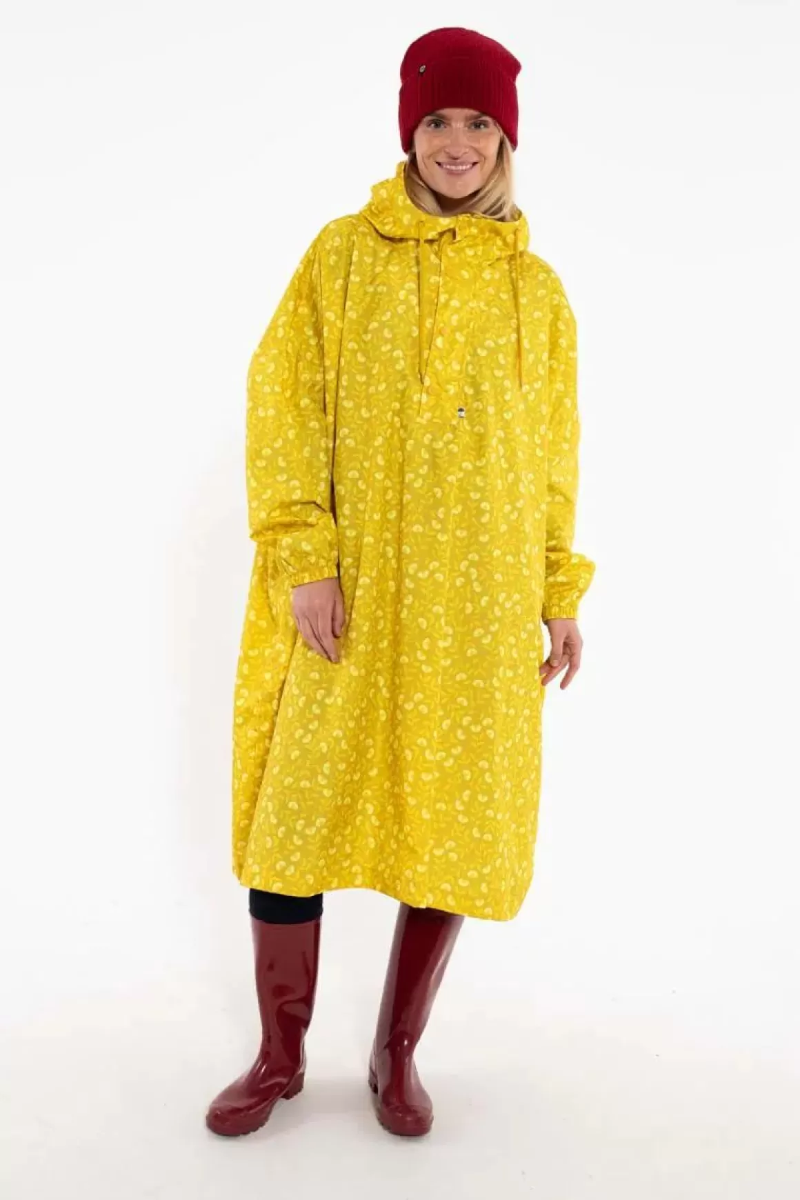 Damen Danefæ Danedream Drops Rain Poncho Dark Yellow Fleurie