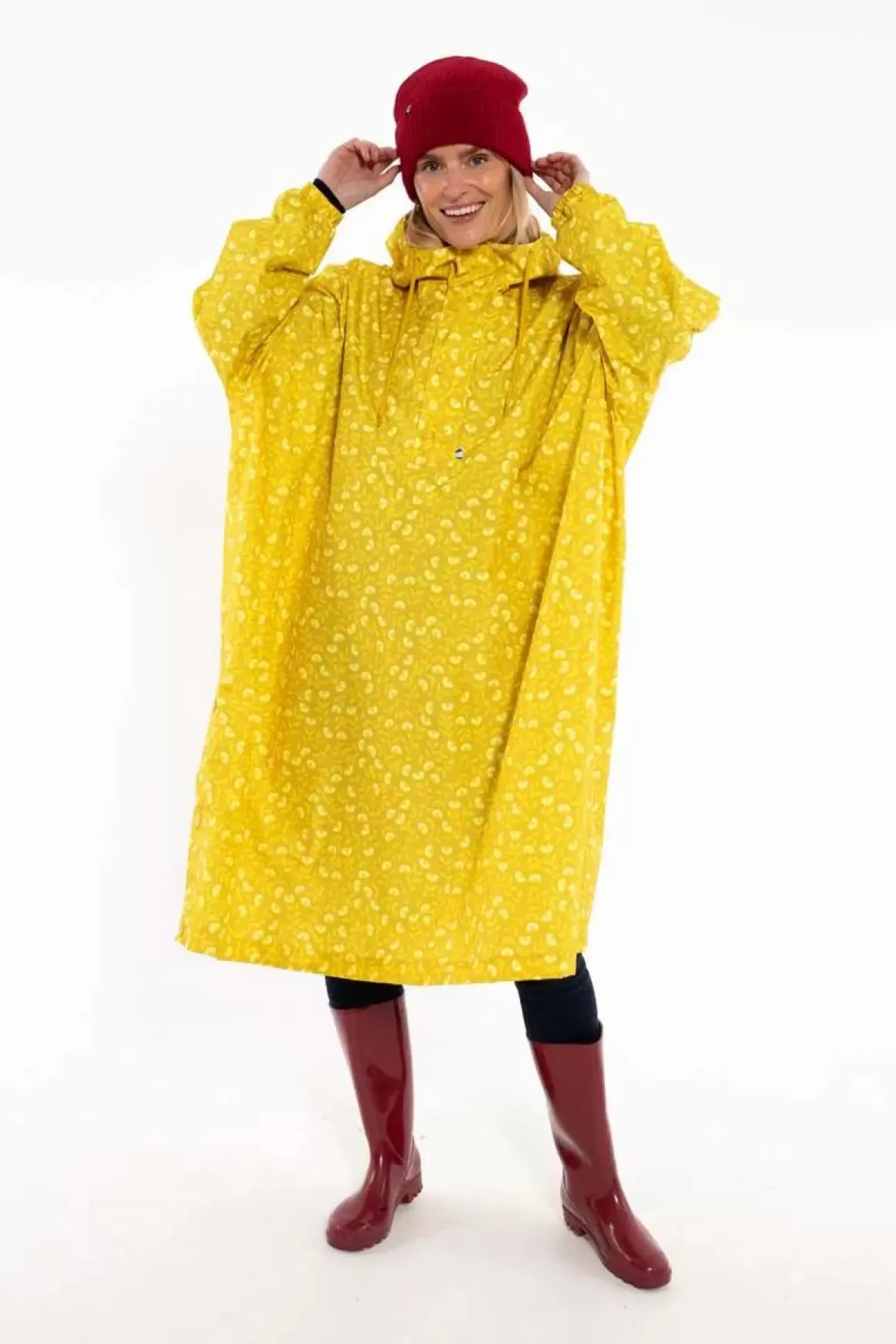 Damen Danefæ Danedream Drops Rain Poncho Dark Yellow Fleurie