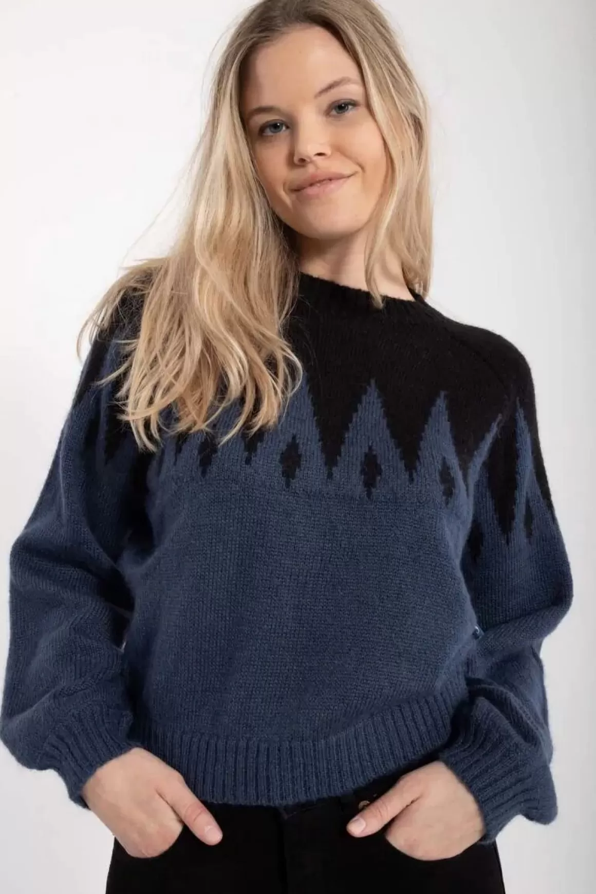 Damen Danefæ Danefantastic Icicles Wool Sweater Black/Marine