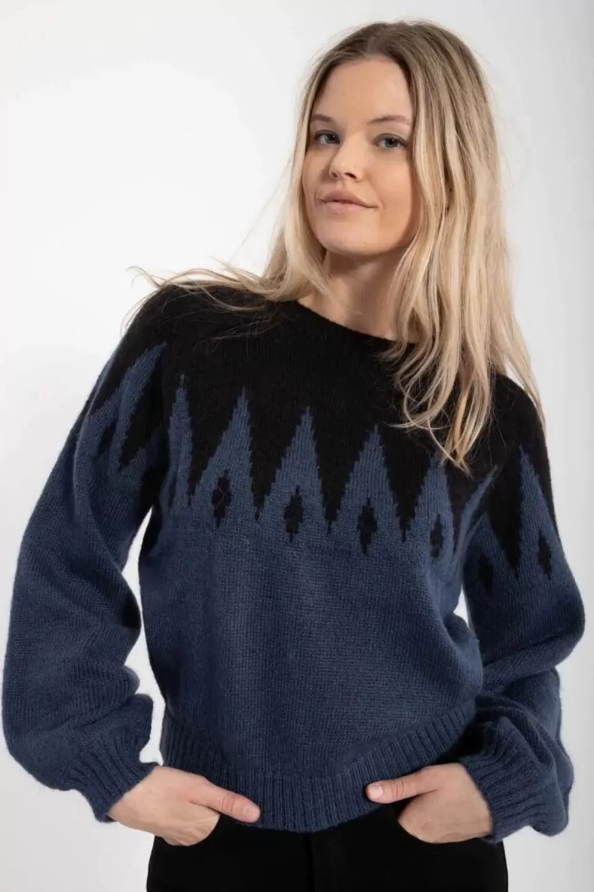 Damen Danefæ Danefantastic Icicles Wool Sweater Black/Marine