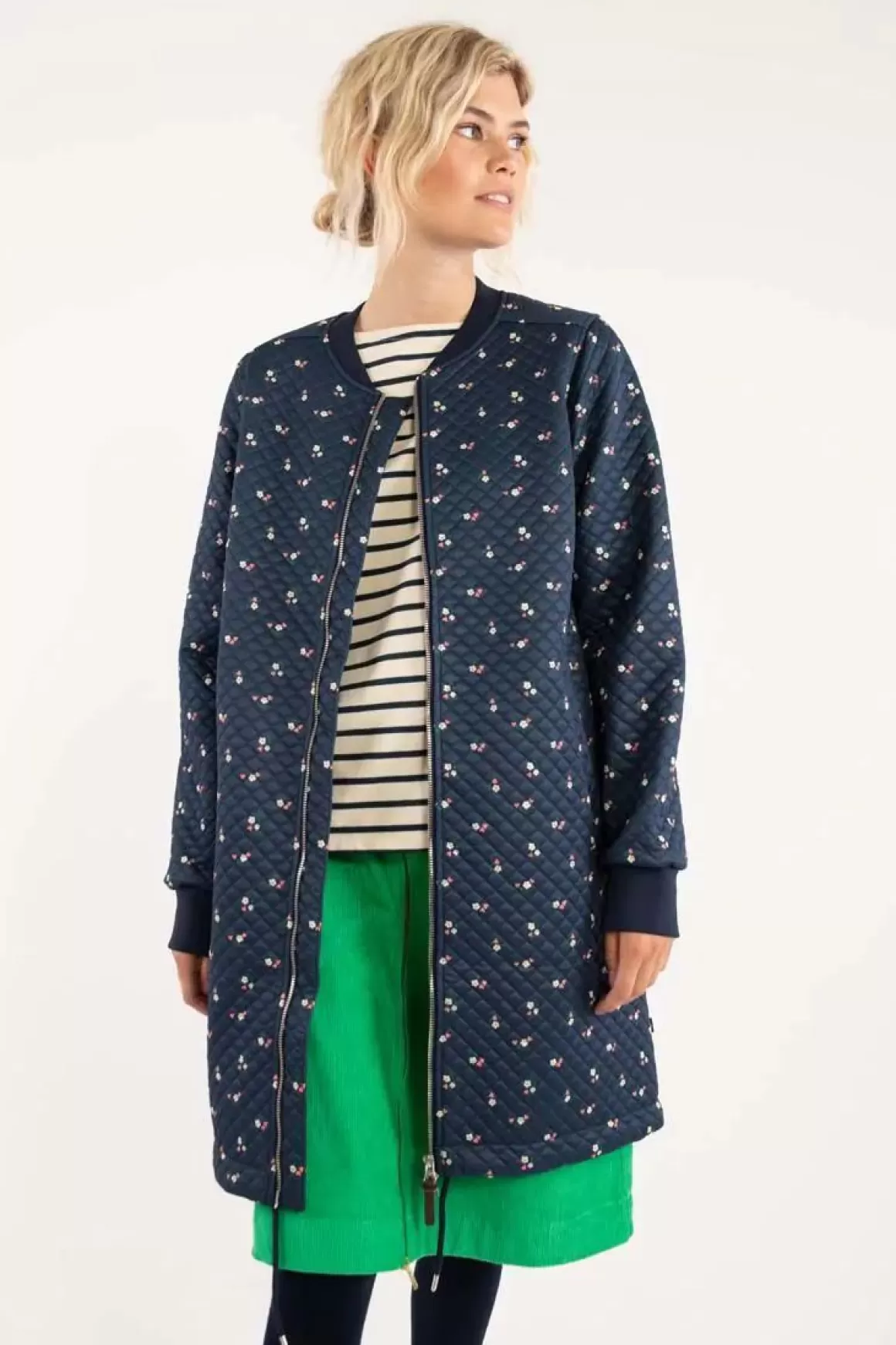 Damen Danefæ Danehella Thermo Coat Navy Mini Flower