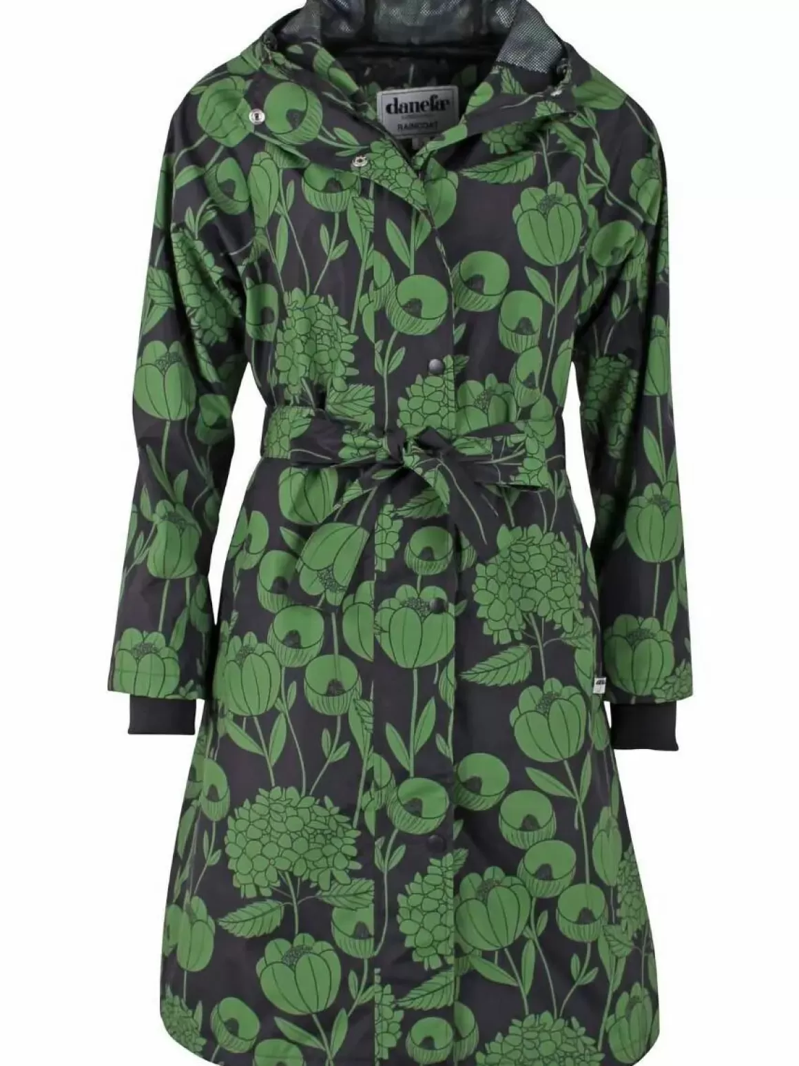 Damen Danefæ Danelisabeth Raincoat Black/Green Hortensia