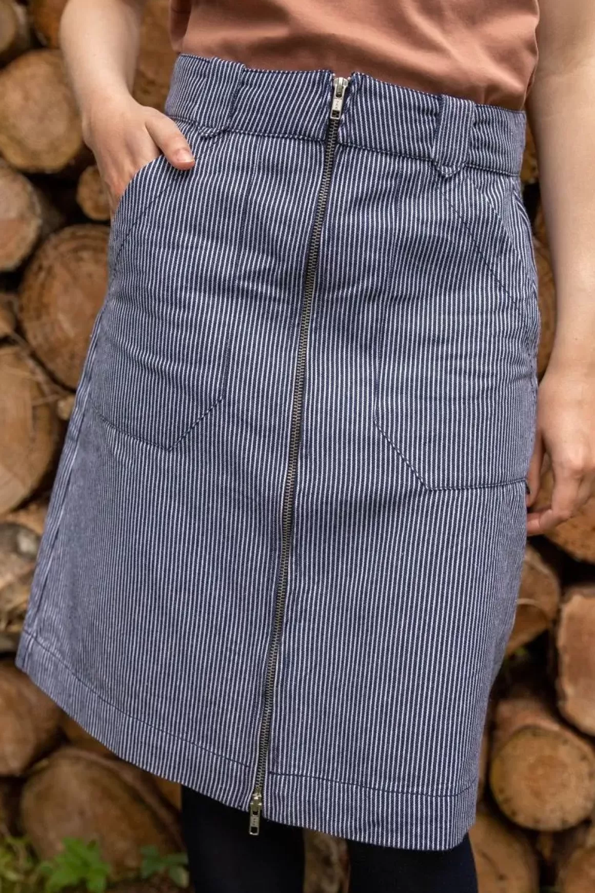 Damen Danefæ Danemadelaine Denim Skirt Milkboy Stripe