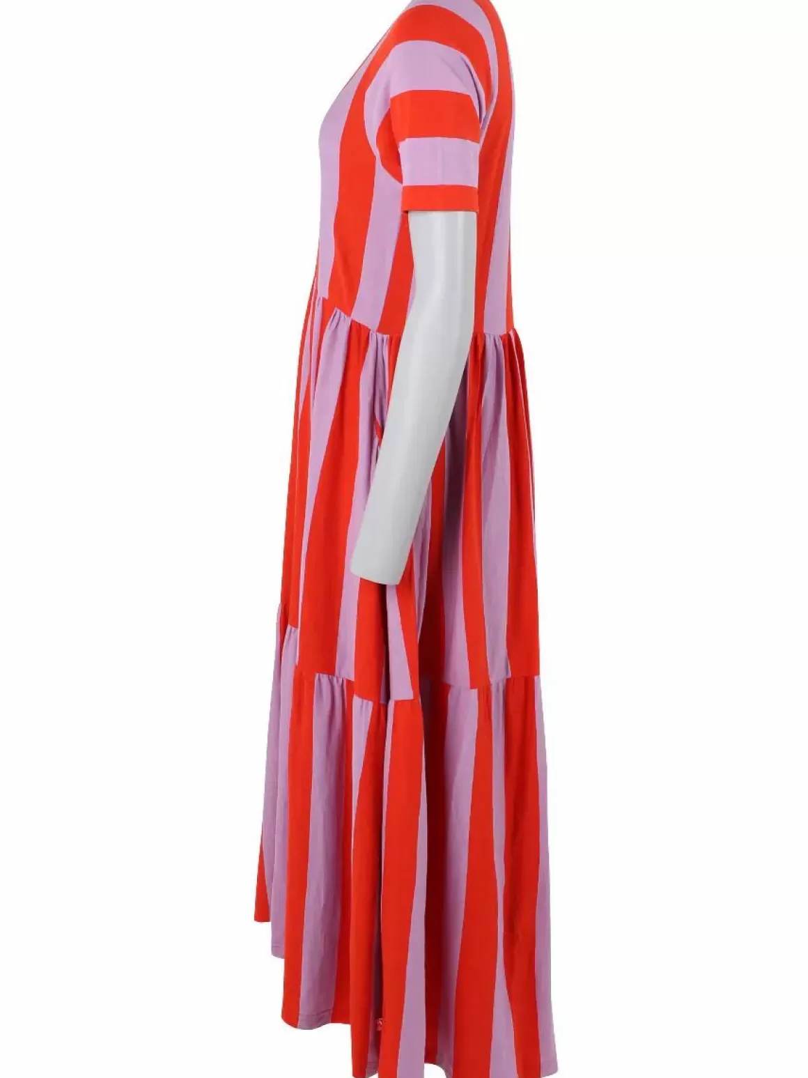 Damen Danefæ Danemarkise Slub Jersey Dress Bright Red/Soft Viola