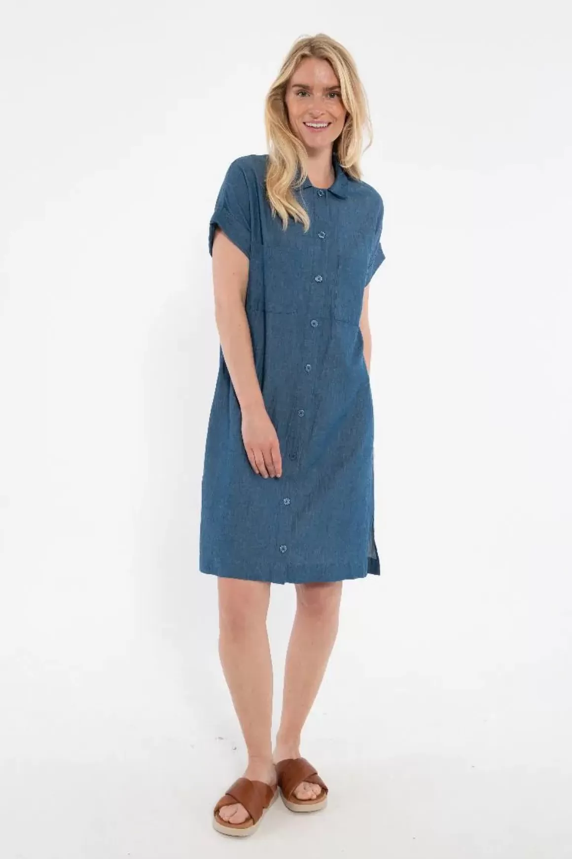 Damen Danefæ Danerrand Chambrey Dress Dk Indigo