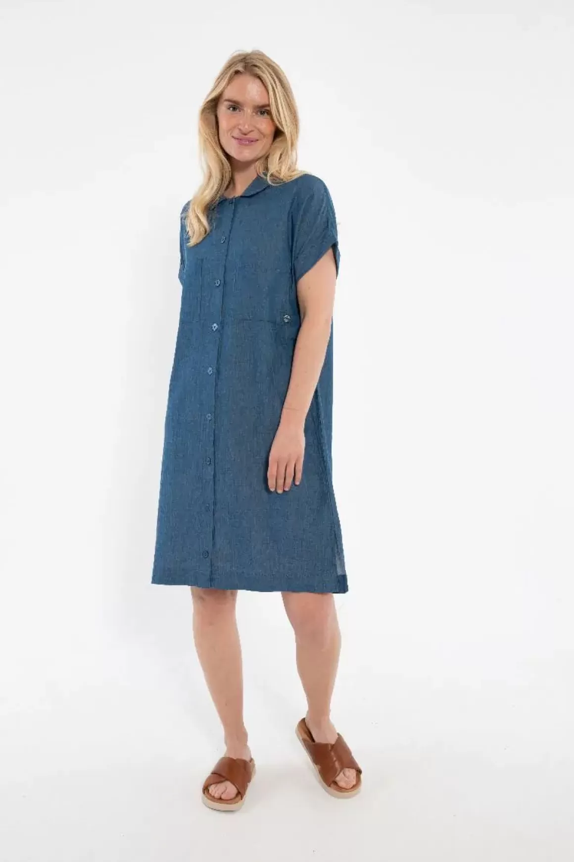 Damen Danefæ Danerrand Chambrey Dress Dk Indigo