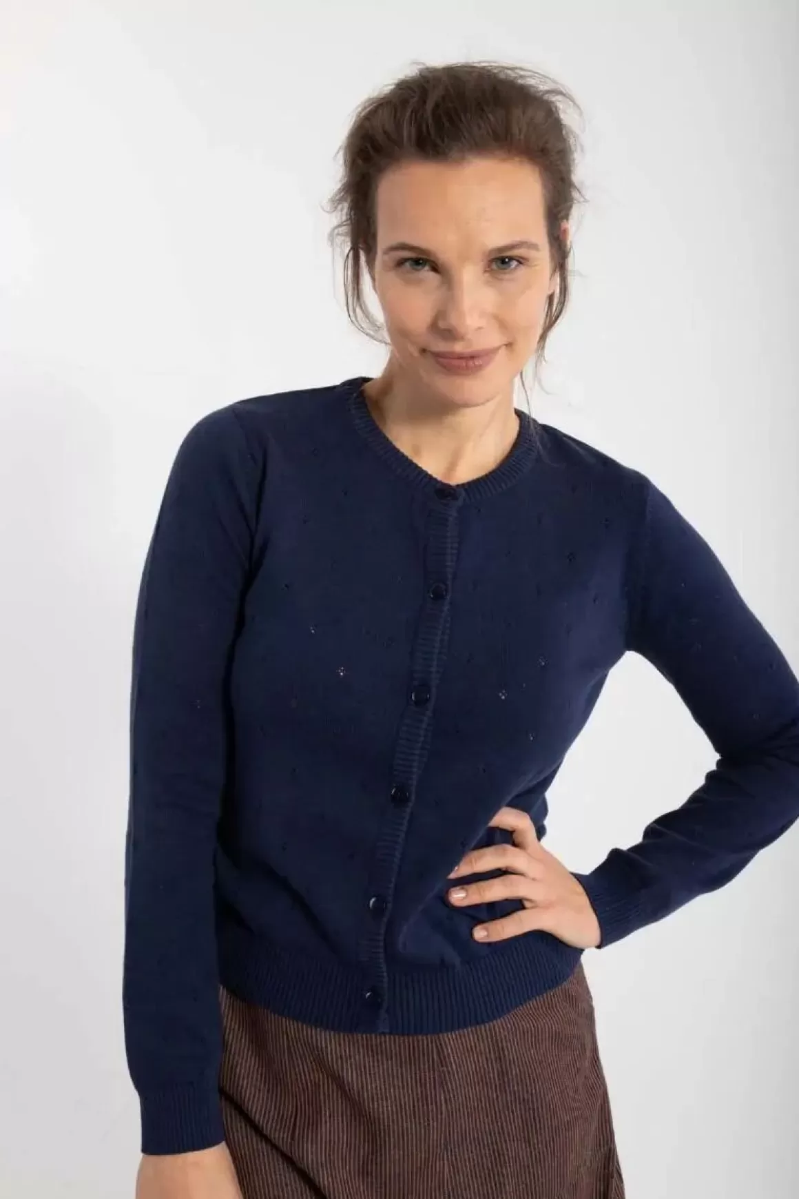 Damen Danefæ Danesaga Hole Knit Cardigan Dk Navy