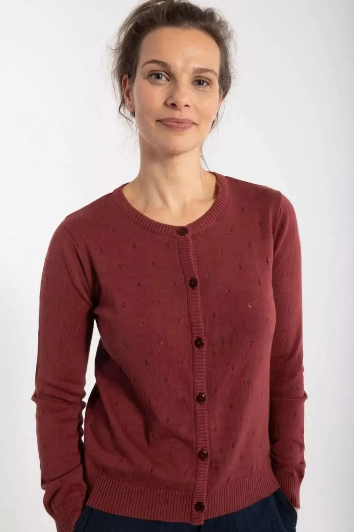 Damen Danefæ Danesaga Hole Knit Cardigan Red Wine