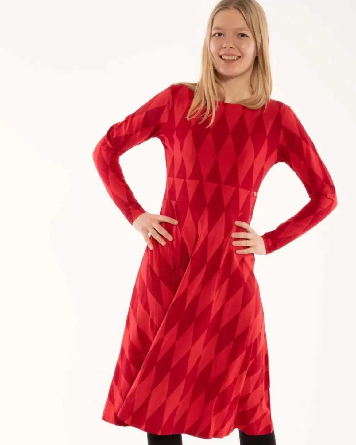 Damen Danefæ Danesigrid Cotton Dress Dk Red/Red Diamonds