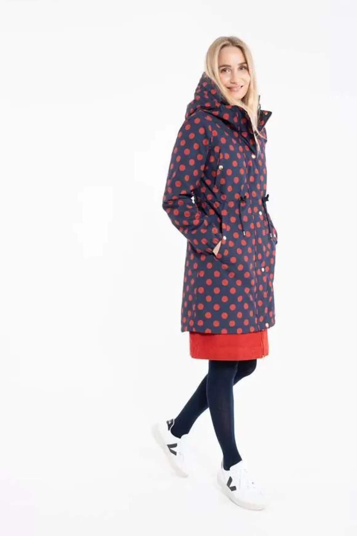 Damen Danefæ Danflora Winter Parka Dark Navy/Dark Rust Dots