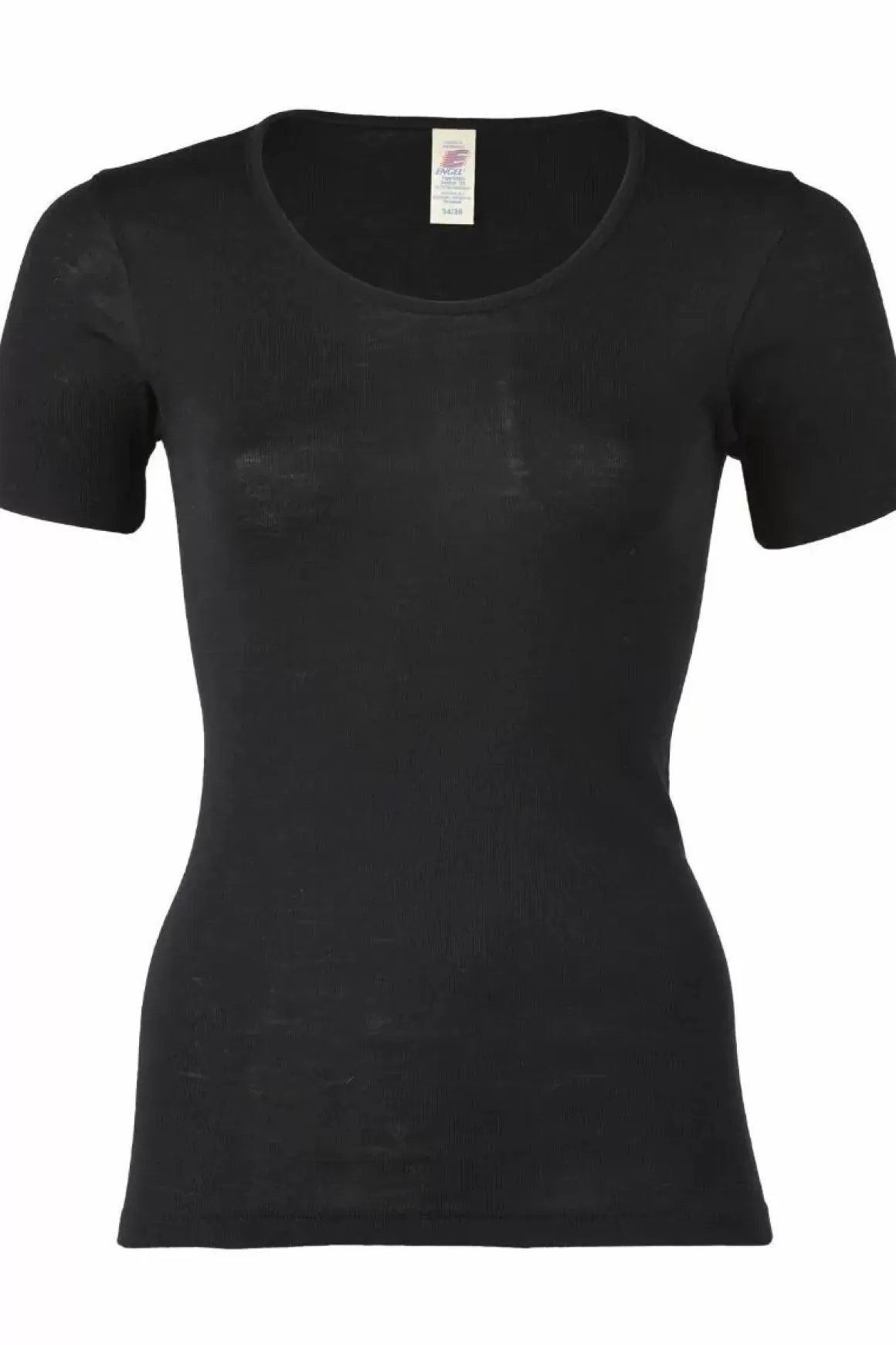 Damen Danefæ Engel Wool Natur Ladies Shirt Ss Black