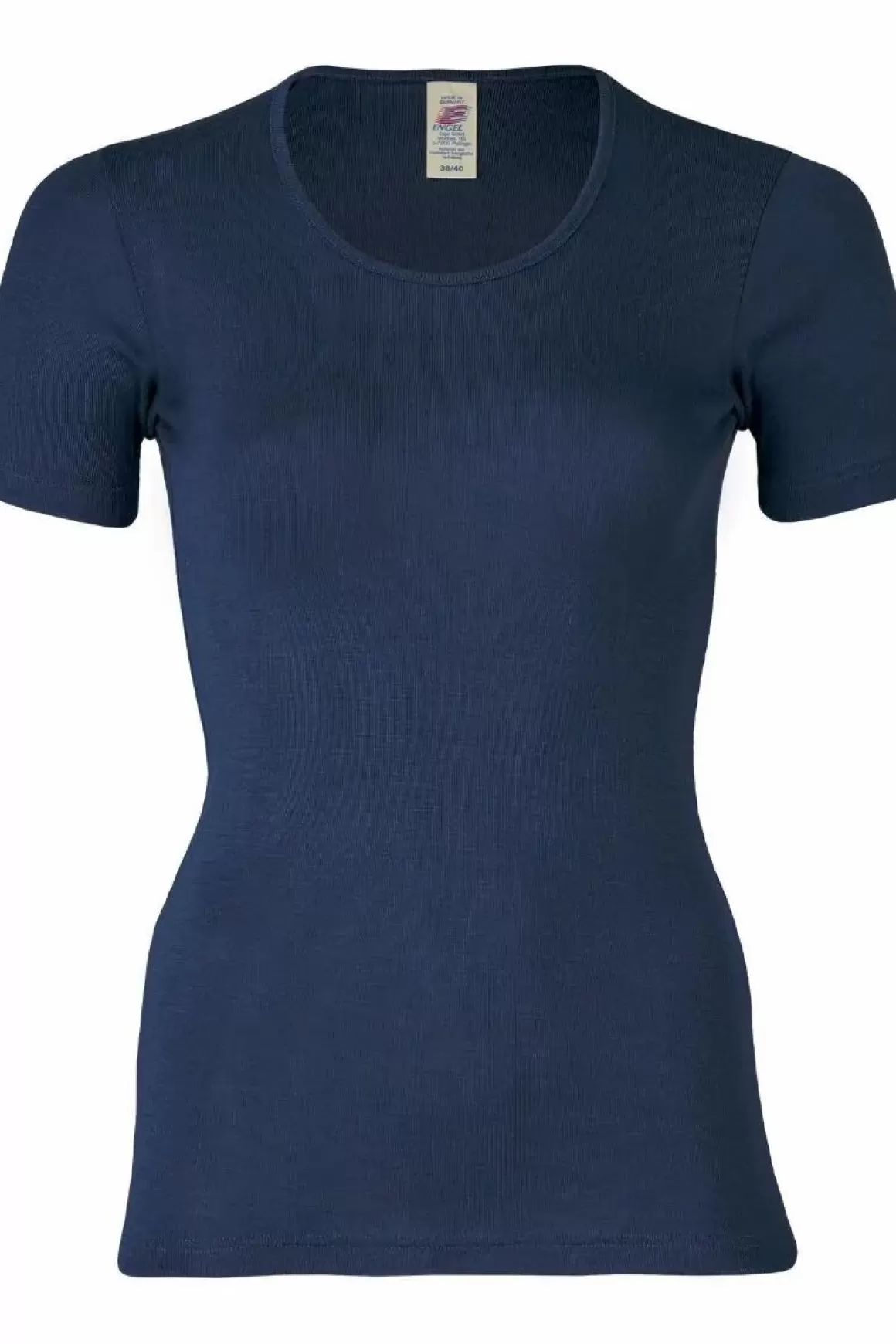 Damen Danefæ Engel Wool Natur Ladies Shirt Ss Navy Blue