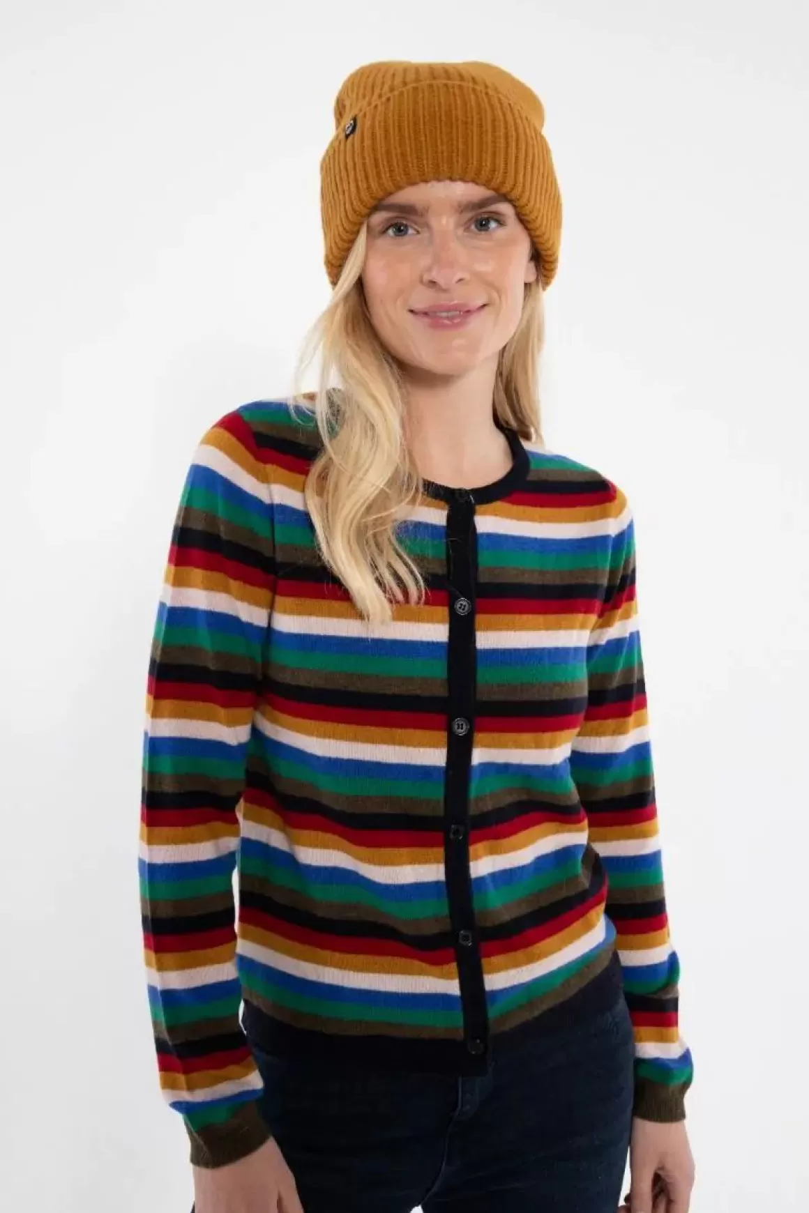 Damen Danefæ Ess - Forget Me Not Merino Cardigan Royal Stripe