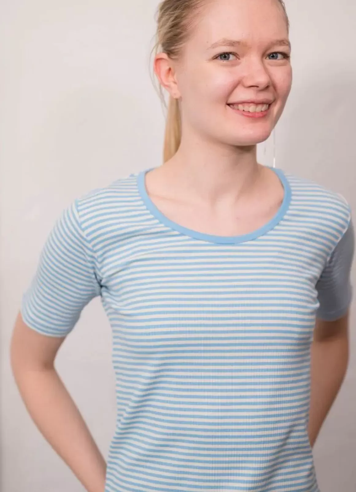 Damen Danefæ Ess - Organic Danegudhjem Tee Baby Blue/Chalk