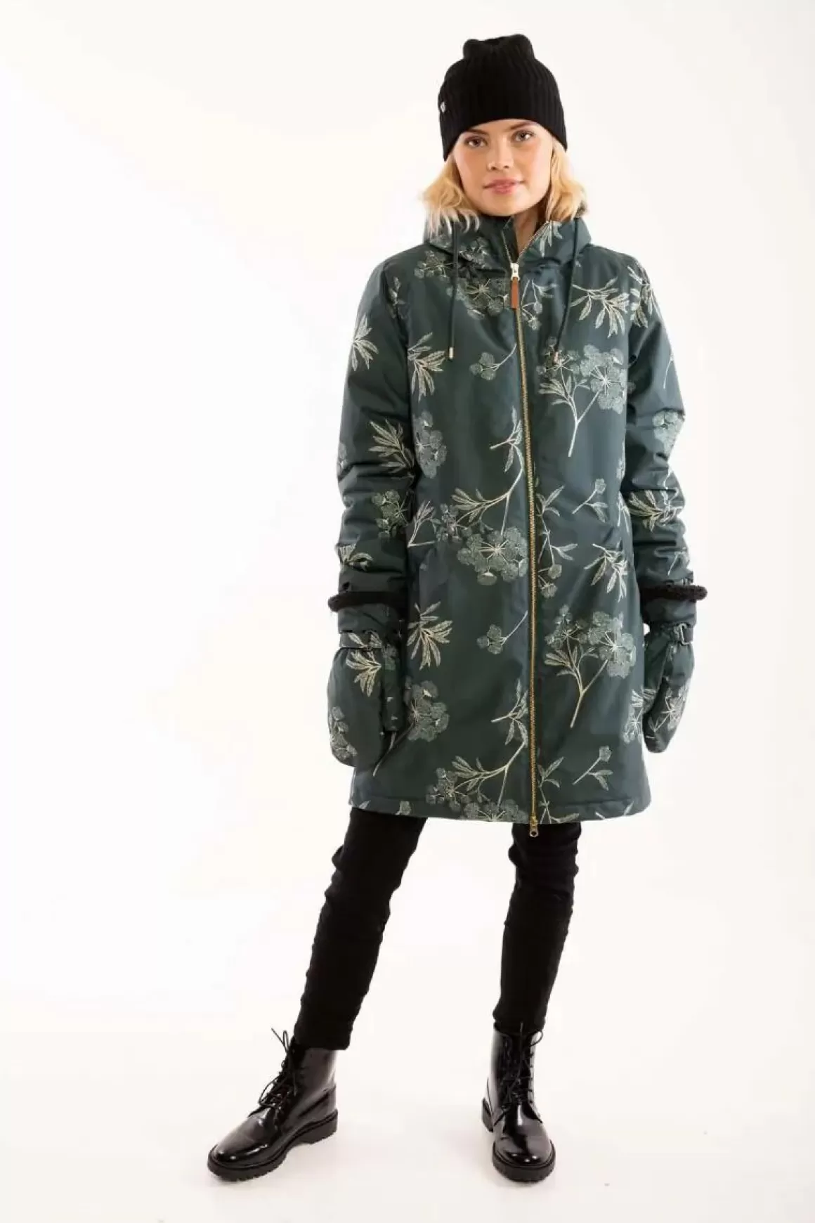 Damen Danefæ Gurli Winter Parka Black Green/Light Beige Hemlock