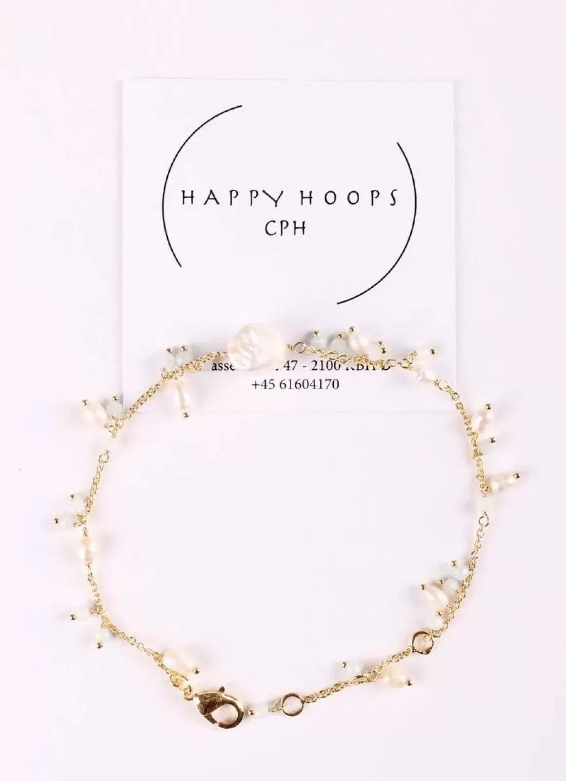 Damen Danefæ Happy Hoop Cph Rosa Armband Guldfarvet/Off White