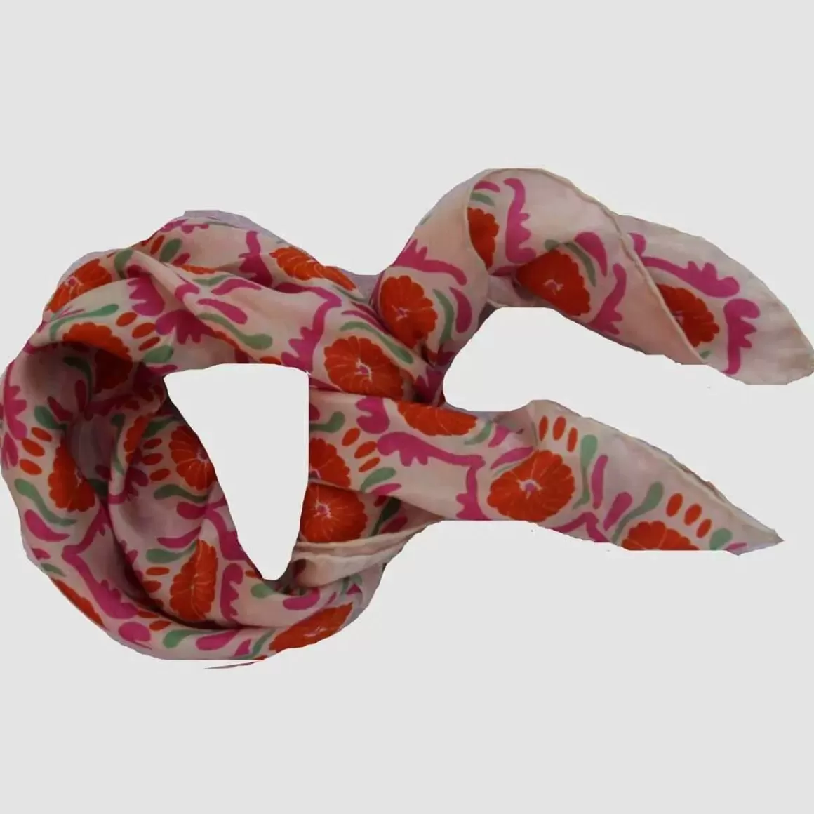 Damen Danefæ Les Belles Vagabondes Mini Silk Scarf Jaipur Pink/Orange