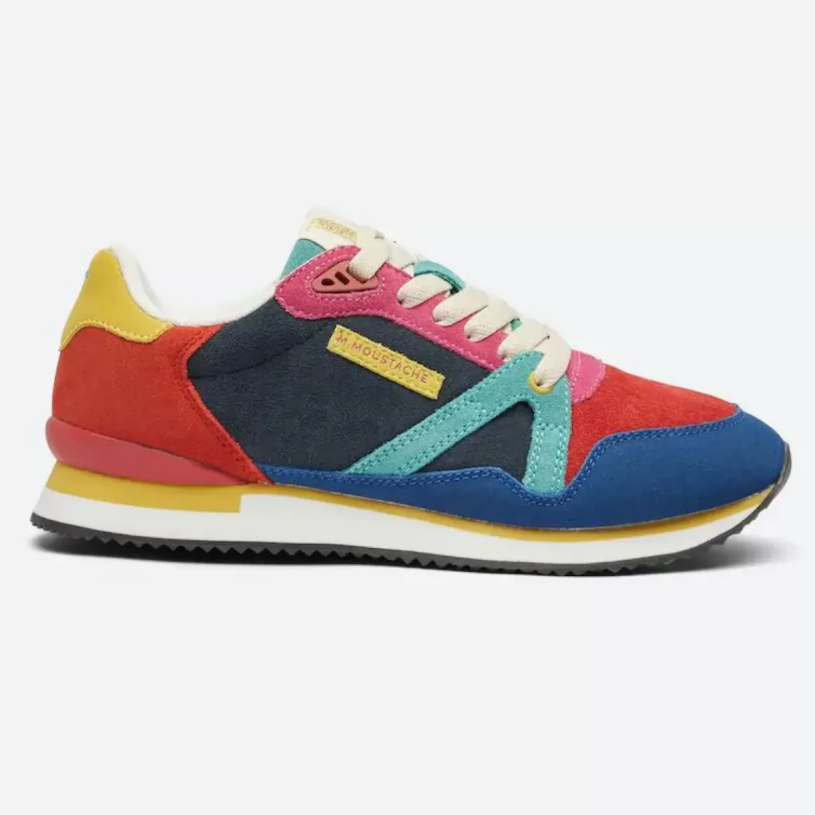 Damen Danefæ M.Moustache Andre Running Sneakers Suede Bleu Rouge Orange