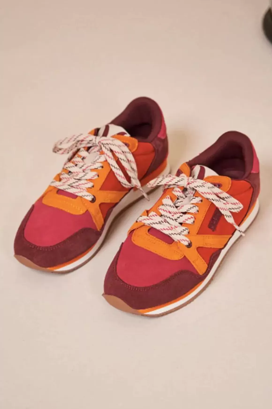 Damen Danefæ M.Moustache Andre Running Sneakers Suede Bordeaux Amarante Orange