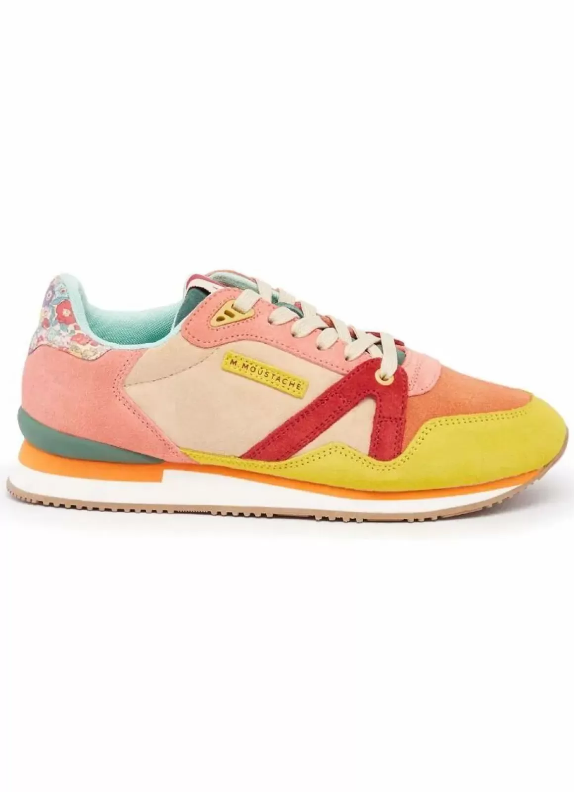 Damen Danefæ M.Moustache Andre Running Sneakers Suede Jaune Orange Carmin