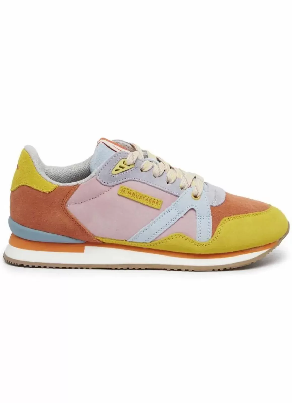 Damen Danefæ M.Moustache Andre Running Sneakers Suede Jaune Orange Ciel