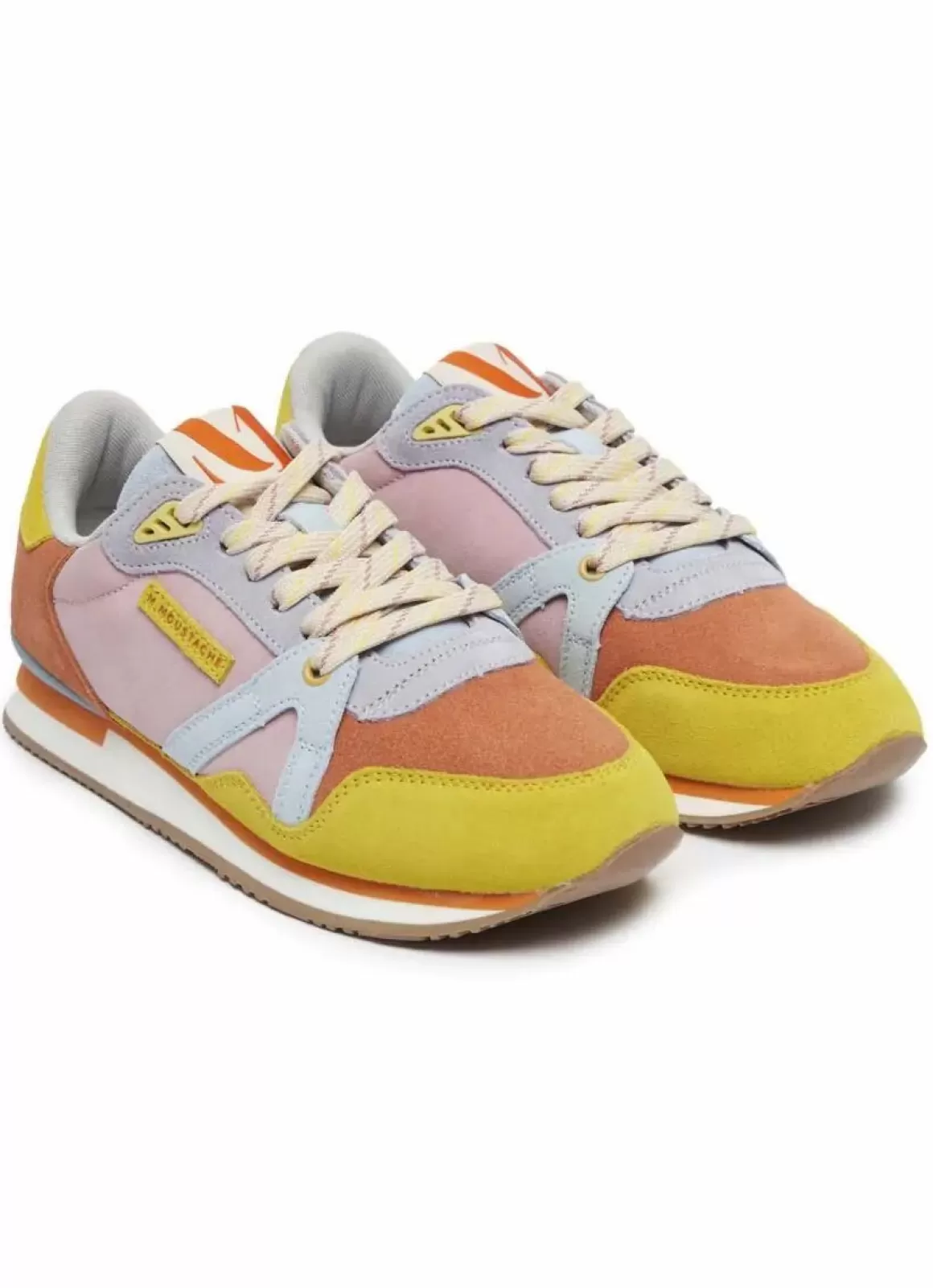 Damen Danefæ M.Moustache Andre Running Sneakers Suede Jaune Orange Ciel