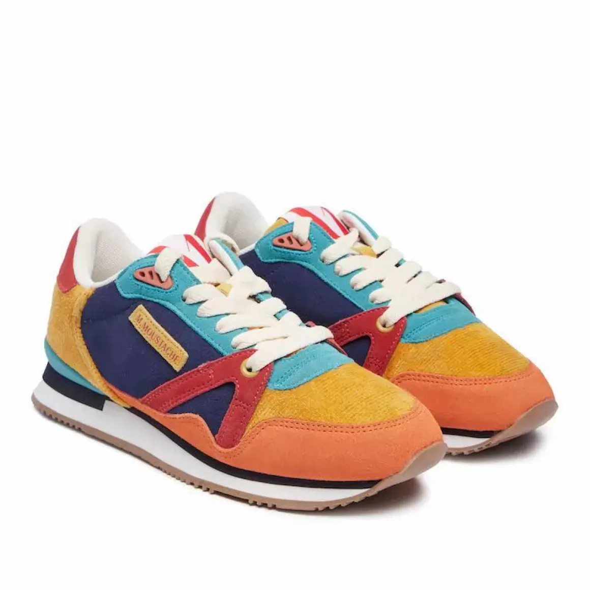 Damen Danefæ M.Moustache Andre Running Sneakers Suede Orange Et Velours Cotele