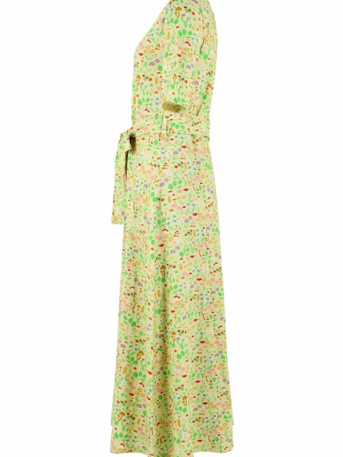 Damen Danefæ Organic - Daneflora Slub Jersey Dress Pale Yellow Botanical