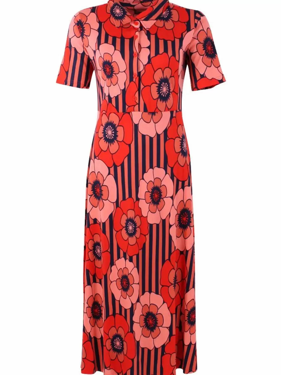 Damen Danefæ Organic - Danehettie Interlock Dress Bright Red Power Flower