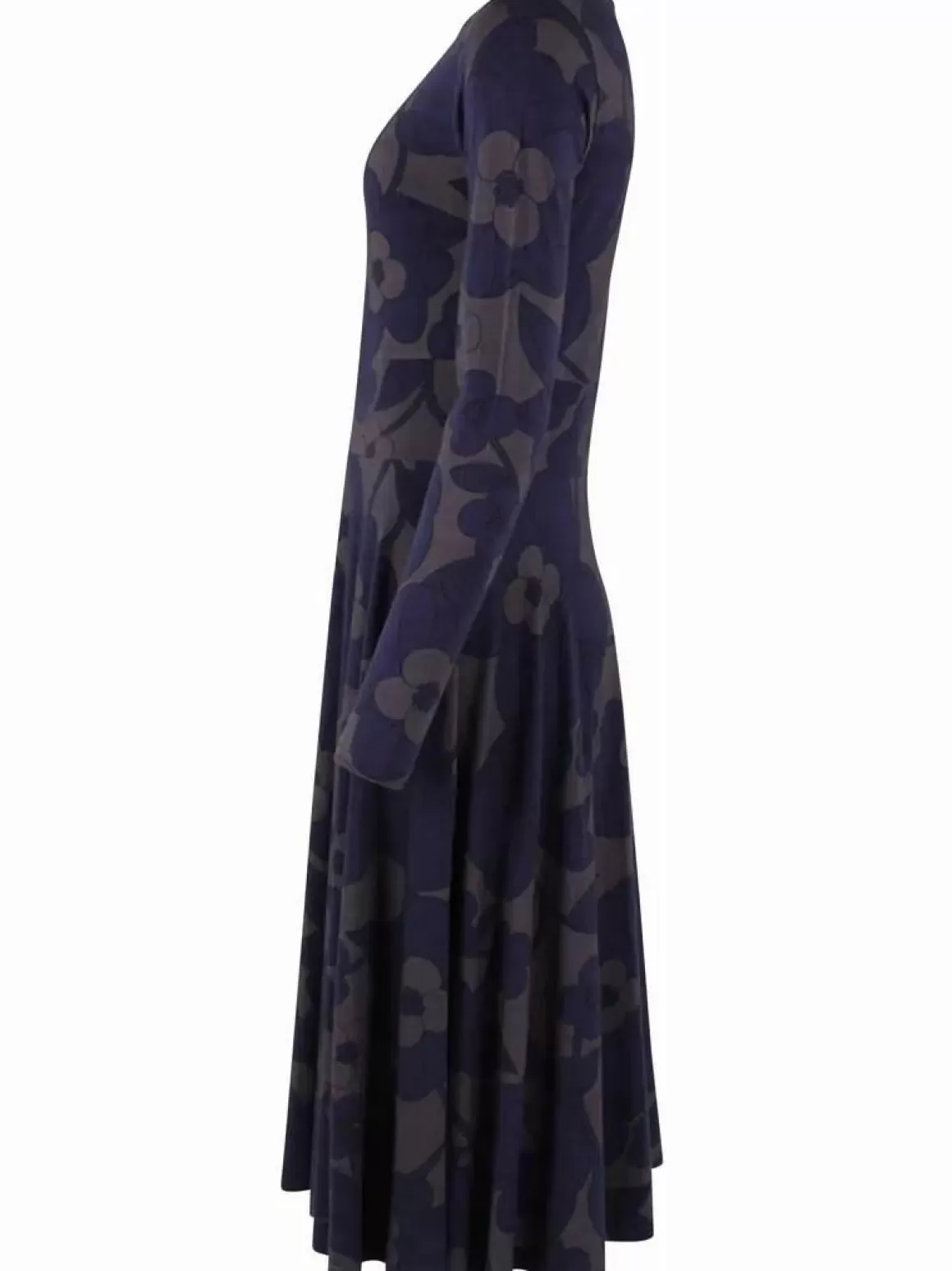 Damen Danefæ Organic - Danesigrid Viscose Slub Dress Grey Marine Bloom Boom